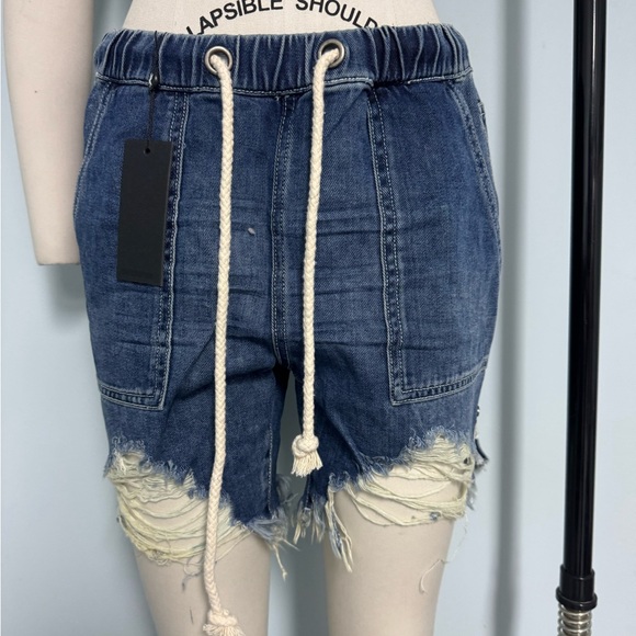 One Teaspoon Blue Distressed Jean Shorts - Picture 1 of 4